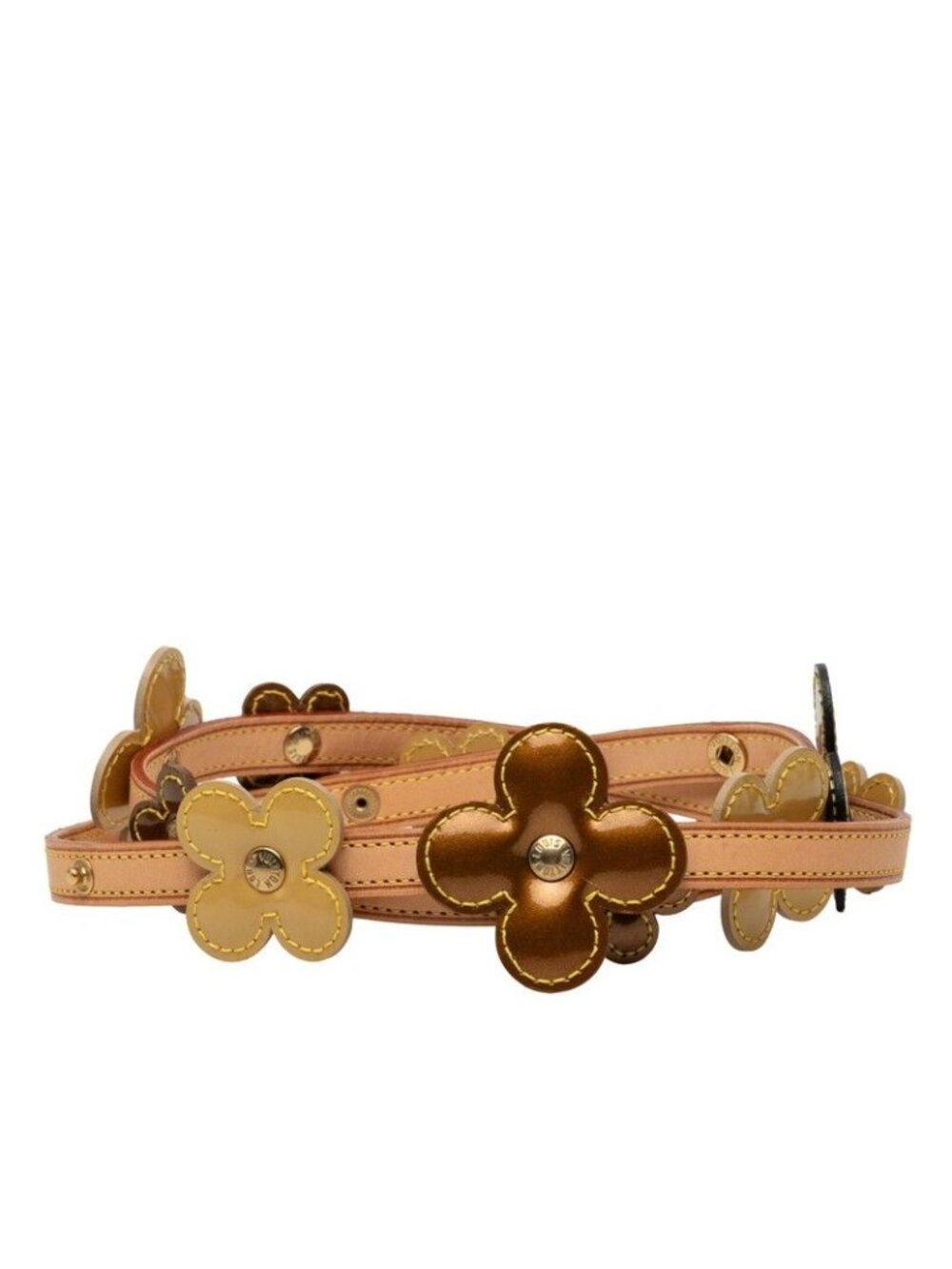 Louis Vuitton Ceinture Fleur Flower Motif Leather Belt Beige